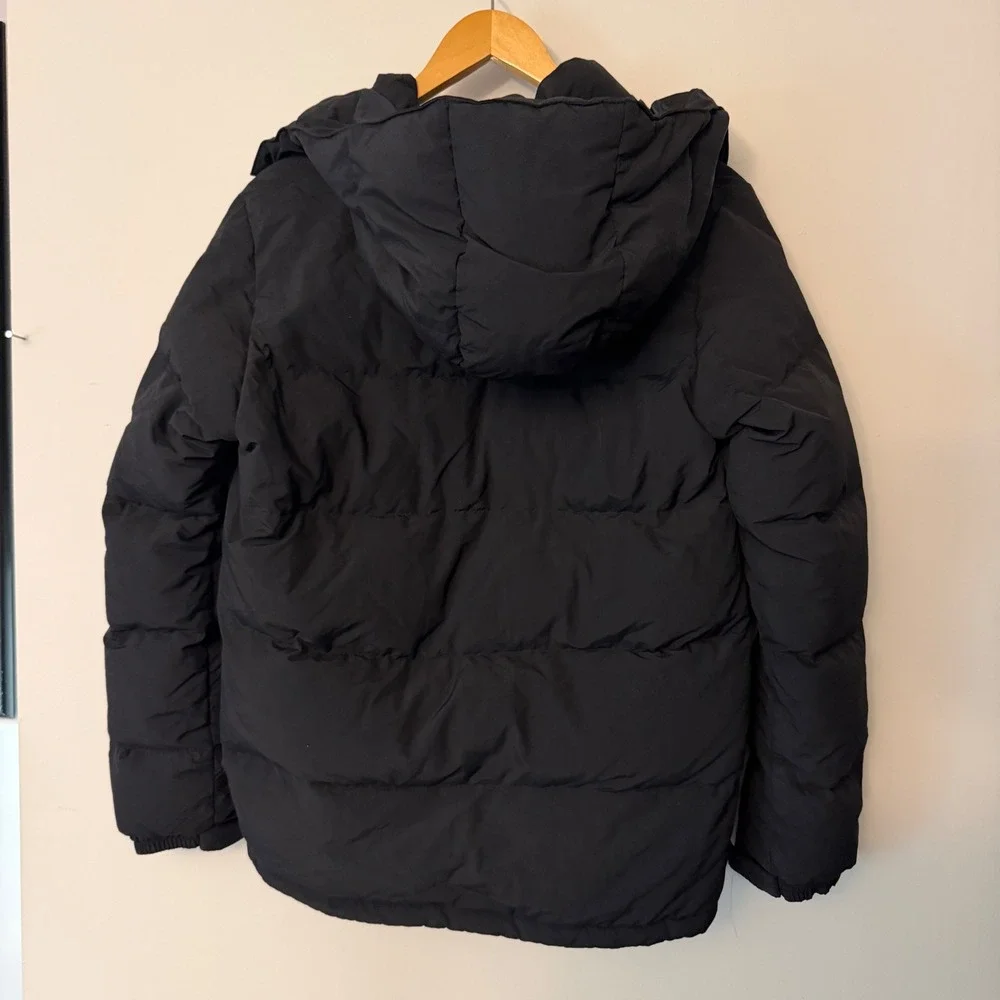 The North Face Mens Black Down Puffer Jacket Detachable Hood Parka Small